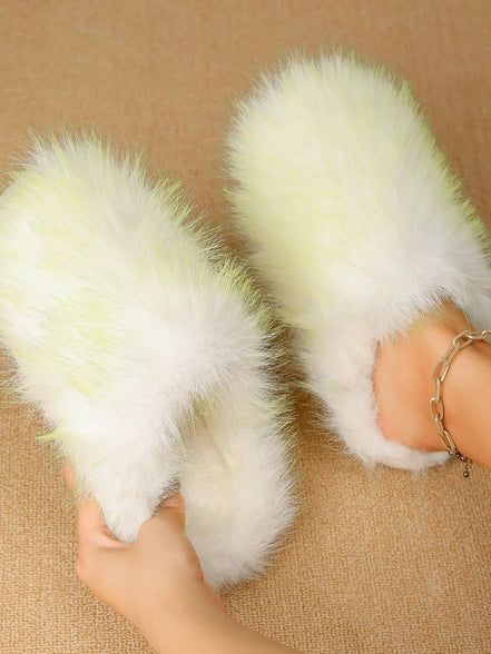Sabina | Fuzzy Round Toe Slippers - 100600068385271 - Bridal Accessories - Ivory & White