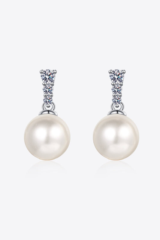Seraphina | Moissanite and Pearl Drop Stud Earrings - 101300474023826 - Jewellery - Ivory & White