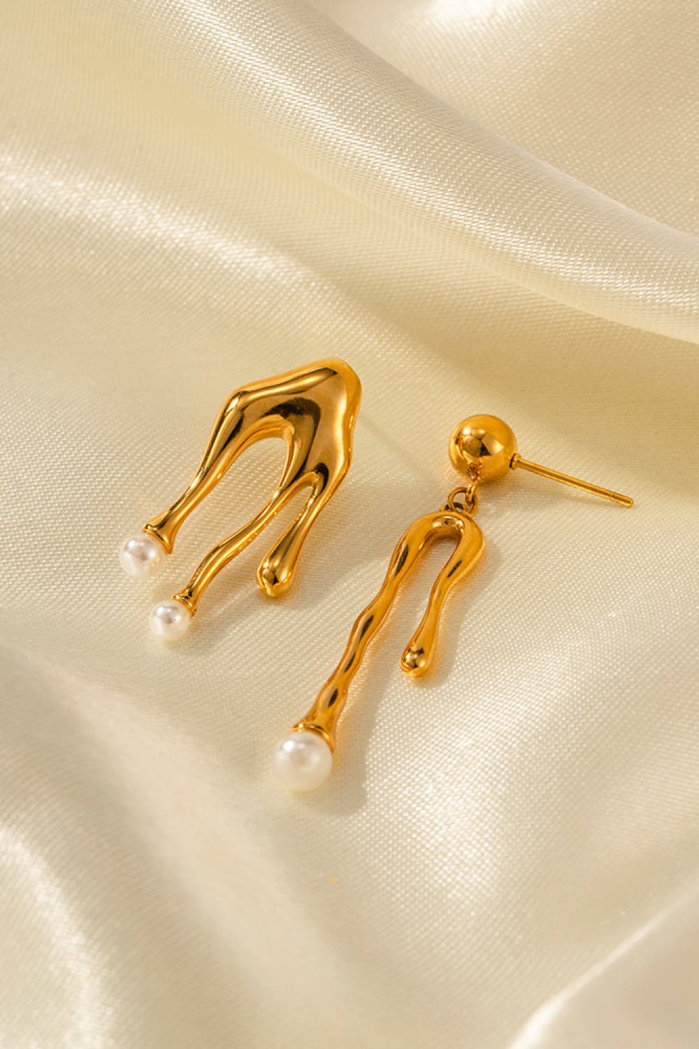 Seraphine | Drip Asymmetrical Dangle Stud Earrings - 101300973162189 - Jewellery - Ivory & White