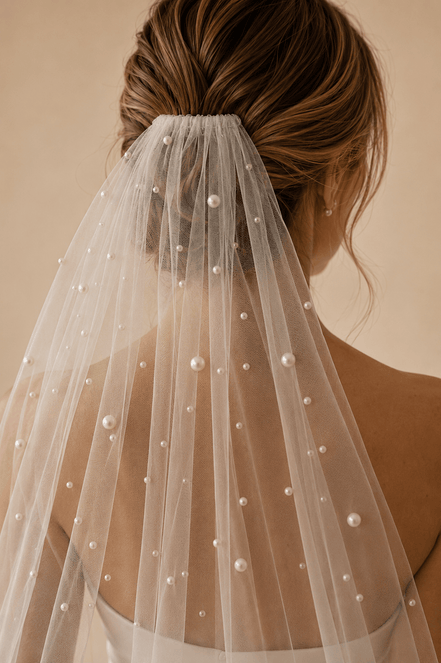 Tessa | Pearl Veil - 14:29White;200000063:200006543 - Bridal Veil - Ivory & White