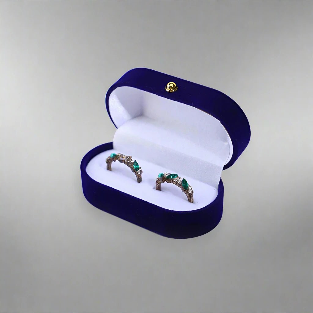Velvet Ring Box - 14:29Dark Blue - Bridal Accessories - Ivory & White