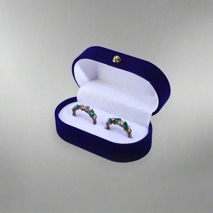 Velvet Ring Box - 14:29Dark Blue - Bridal Accessories - Ivory & White