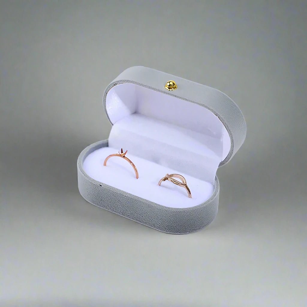 Velvet Ring Box - 14:10Grey - Bridal Accessories - Ivory & White