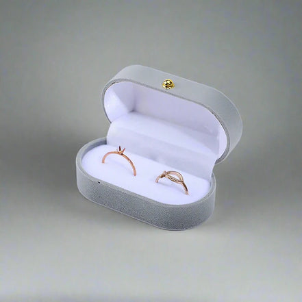 Velvet Ring Box - 14:10Grey - Bridal Accessories - Ivory & White