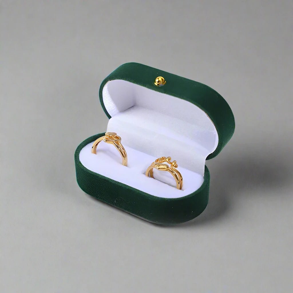 Velvet Ring Box - 14:193Green - Bridal Accessories - Ivory & White