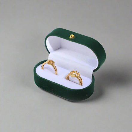 Velvet Ring Box - 14:193Green - Bridal Accessories - Ivory & White