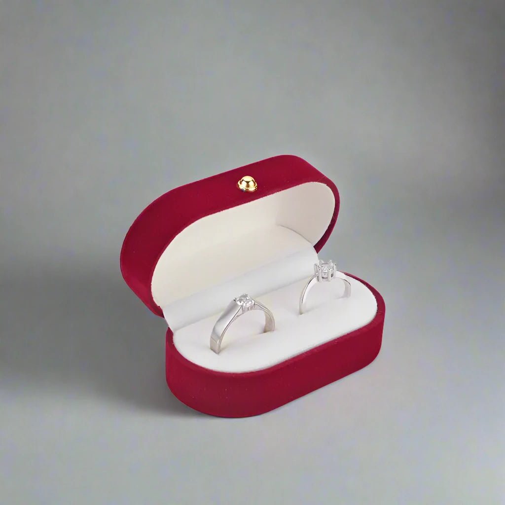 Velvet Ring Box - 14:175Red - Bridal Accessories - Ivory & White
