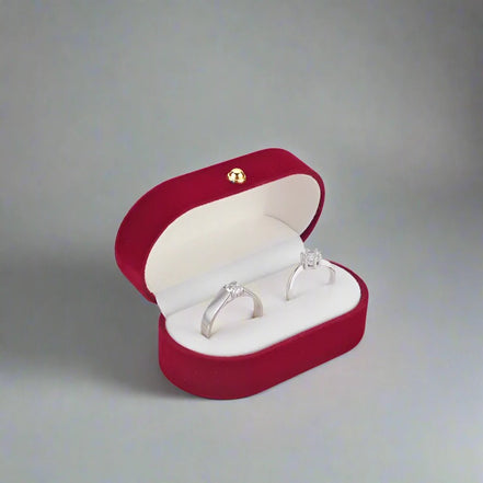 Velvet Ring Box - 14:175Red - Bridal Accessories - Ivory & White