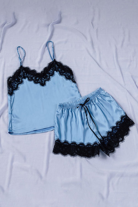 Violet | Black Lace Lounge Set - 100100982707449 - Bridal Party Robes - Ivory & White