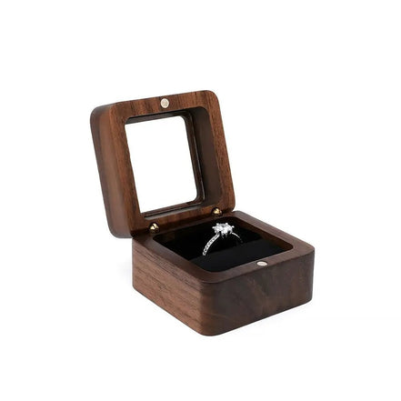 Wooden Jewellery Box with Display Window - 14:173black - Double - Bridal Accessories - Ivory & White